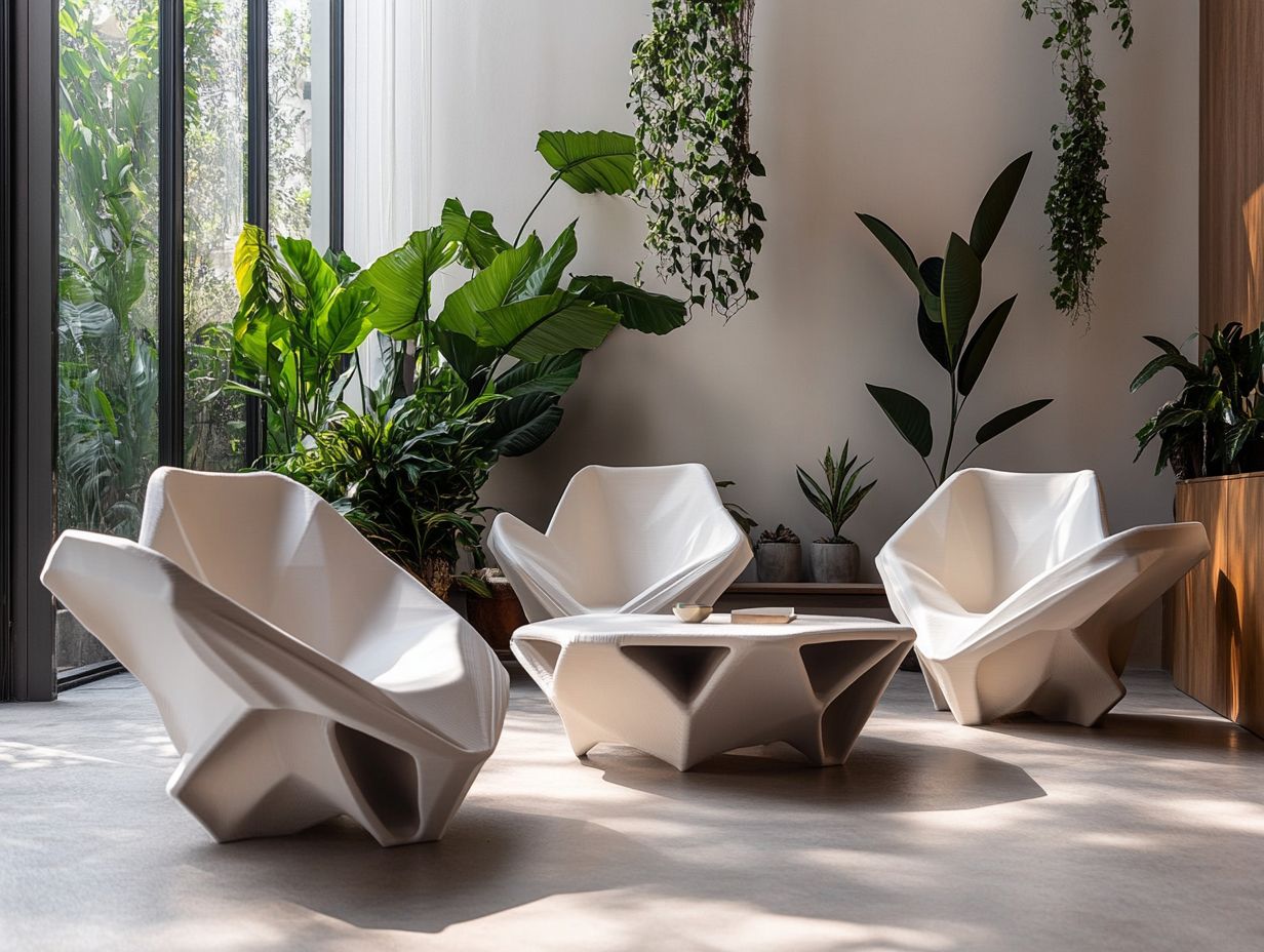 A selection of eco-friendly materials used in 3D printing furniture