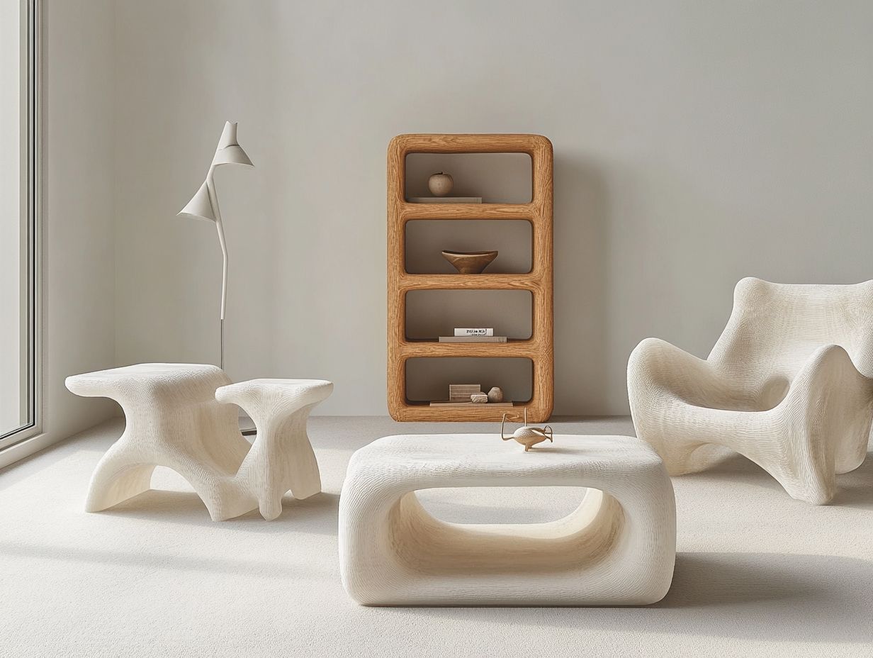 Example of modern 3D-printed minimalist furniture