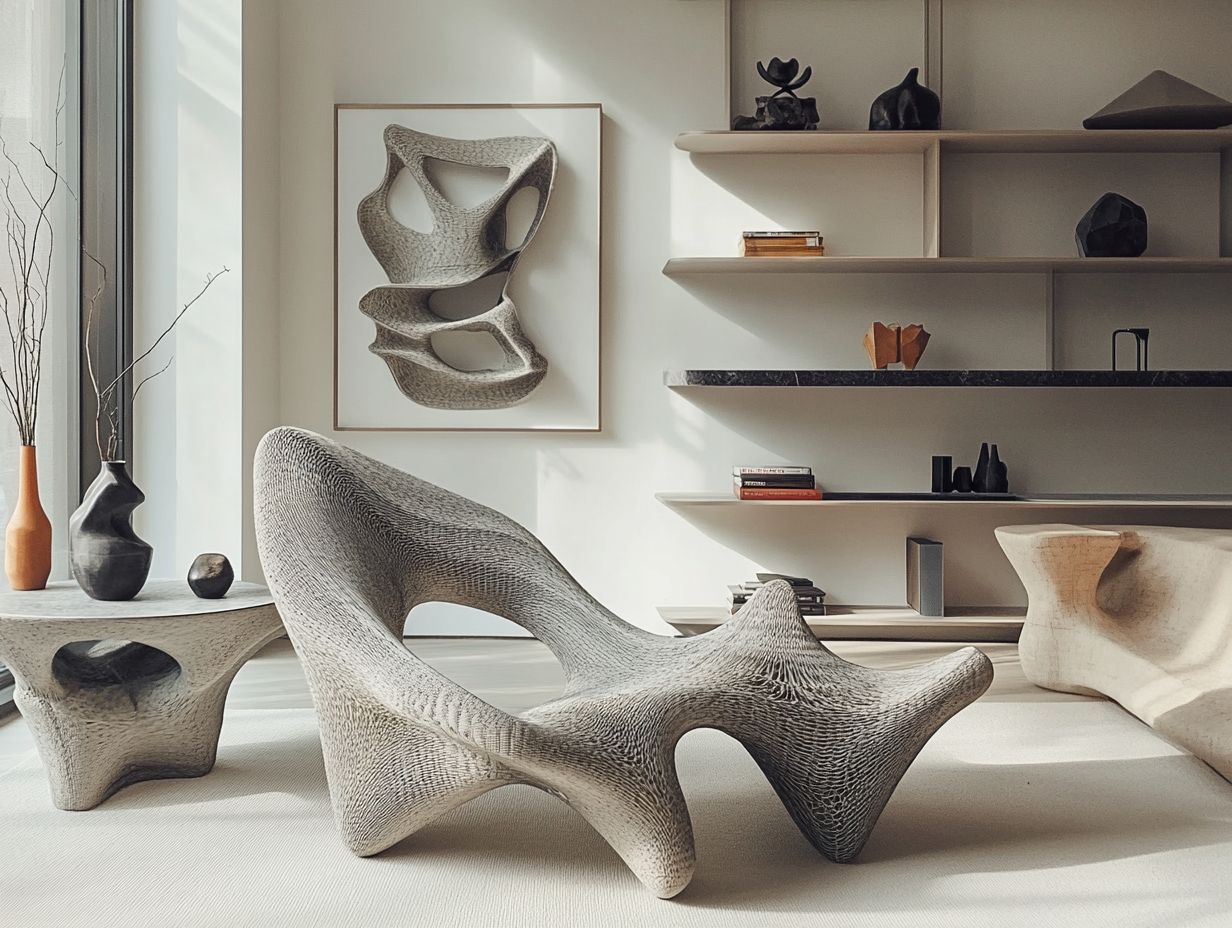 An example of 3D-printed furniture design showcasing unique shapes.