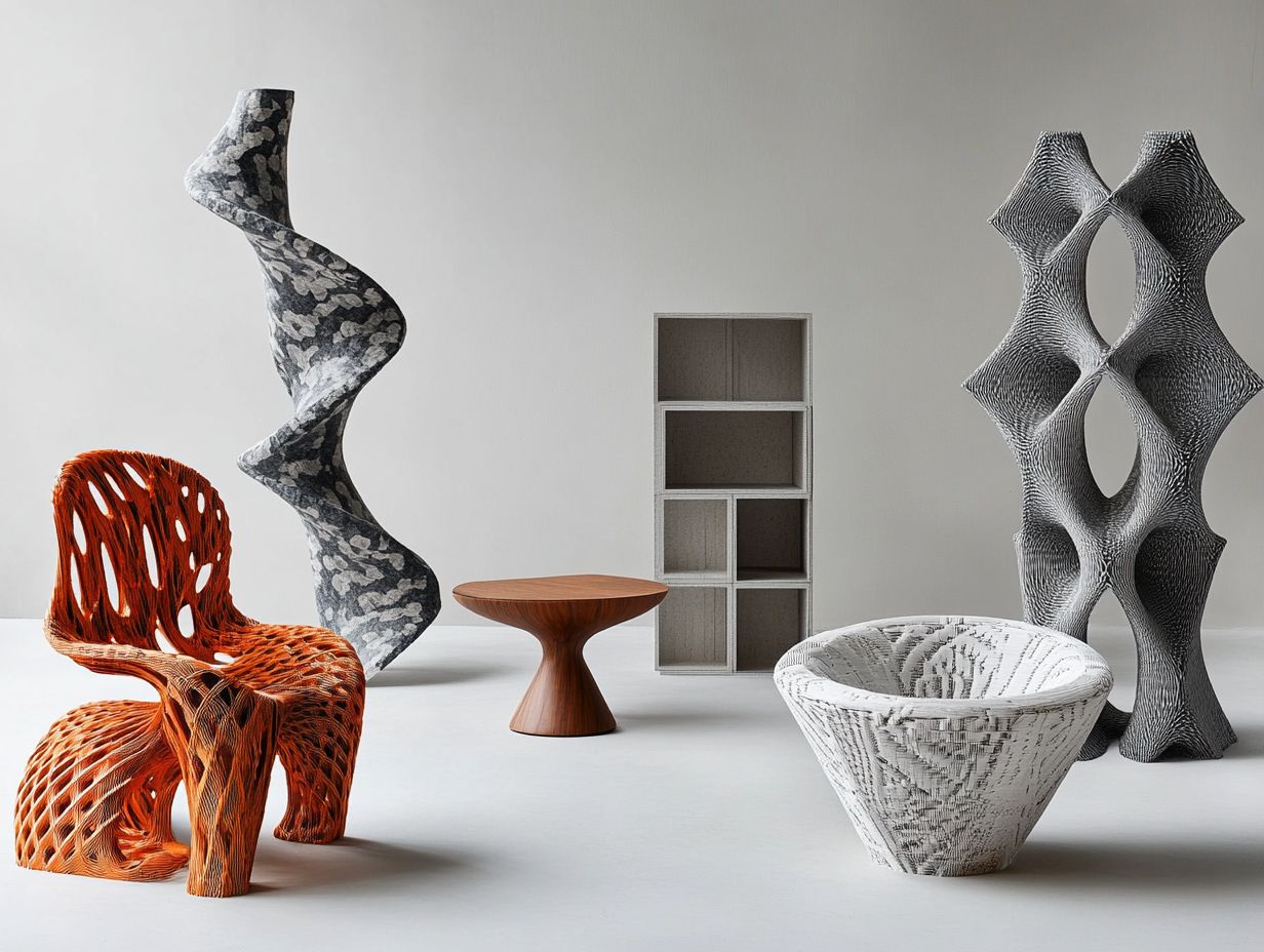 Image showcasing unique 3D-printed furniture items