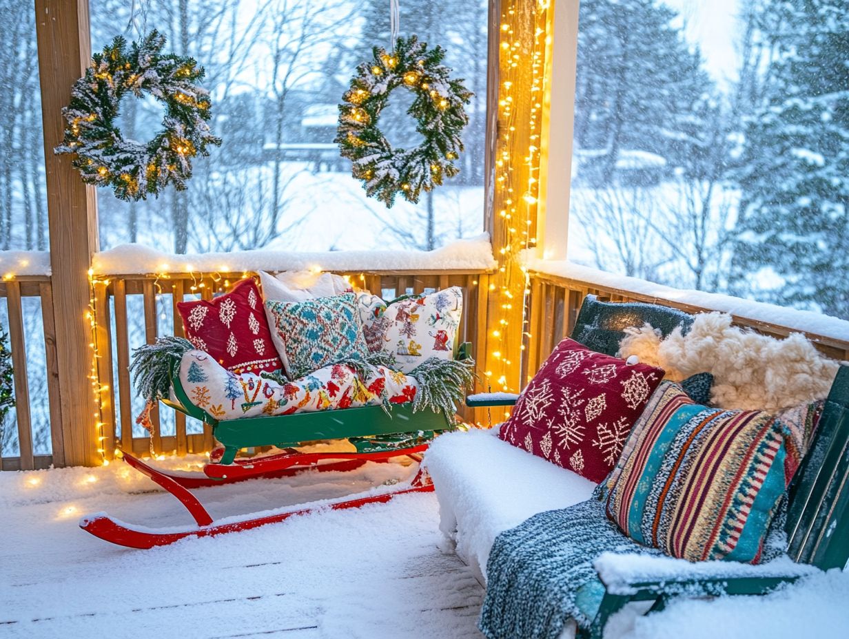 Cozy winter porch with weather-resistant furniture