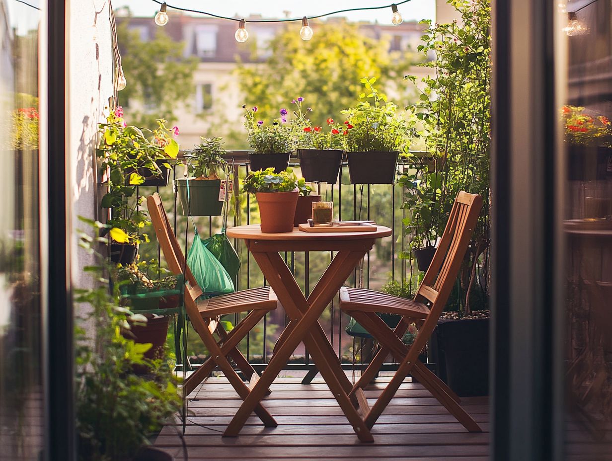 Colorful decorative accents in a small outdoor patio