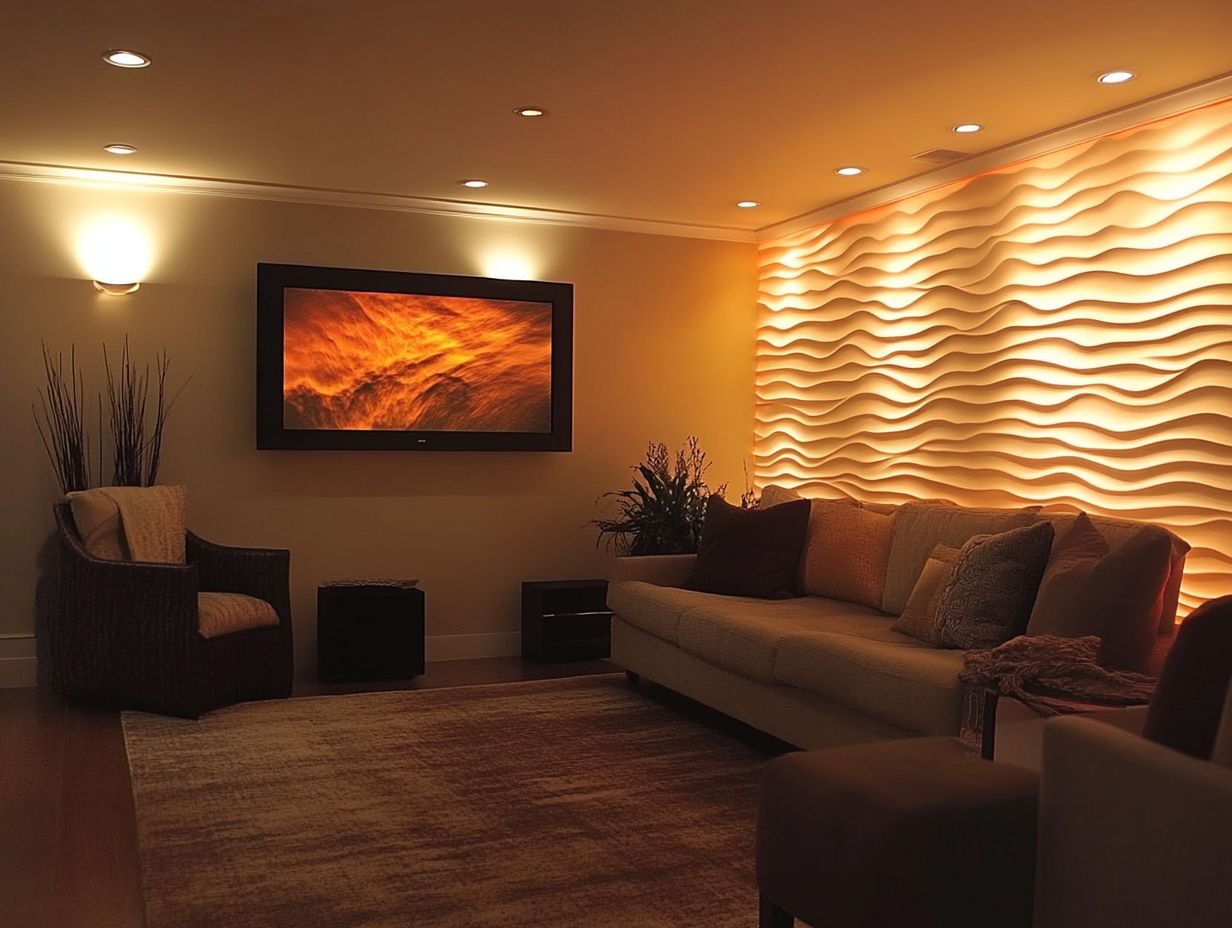 Uplighting combined with other lighting techniques in a stylish room