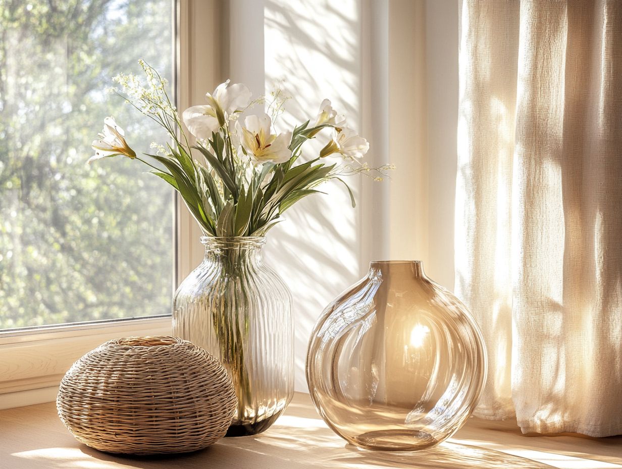 A beautifully decorated room showcasing natural light through windows and mirrors