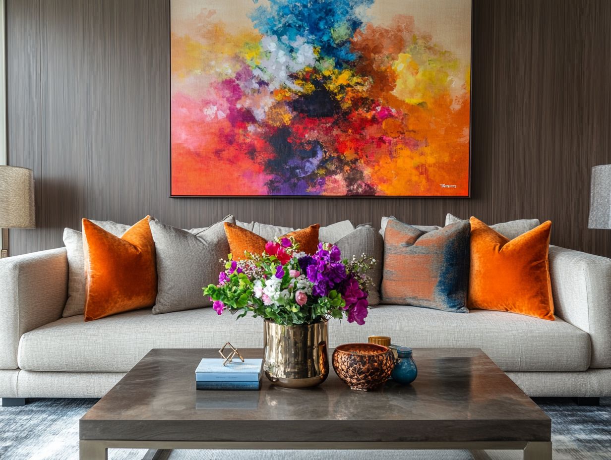 A vibrant potted tree enhances the living room's natural charm