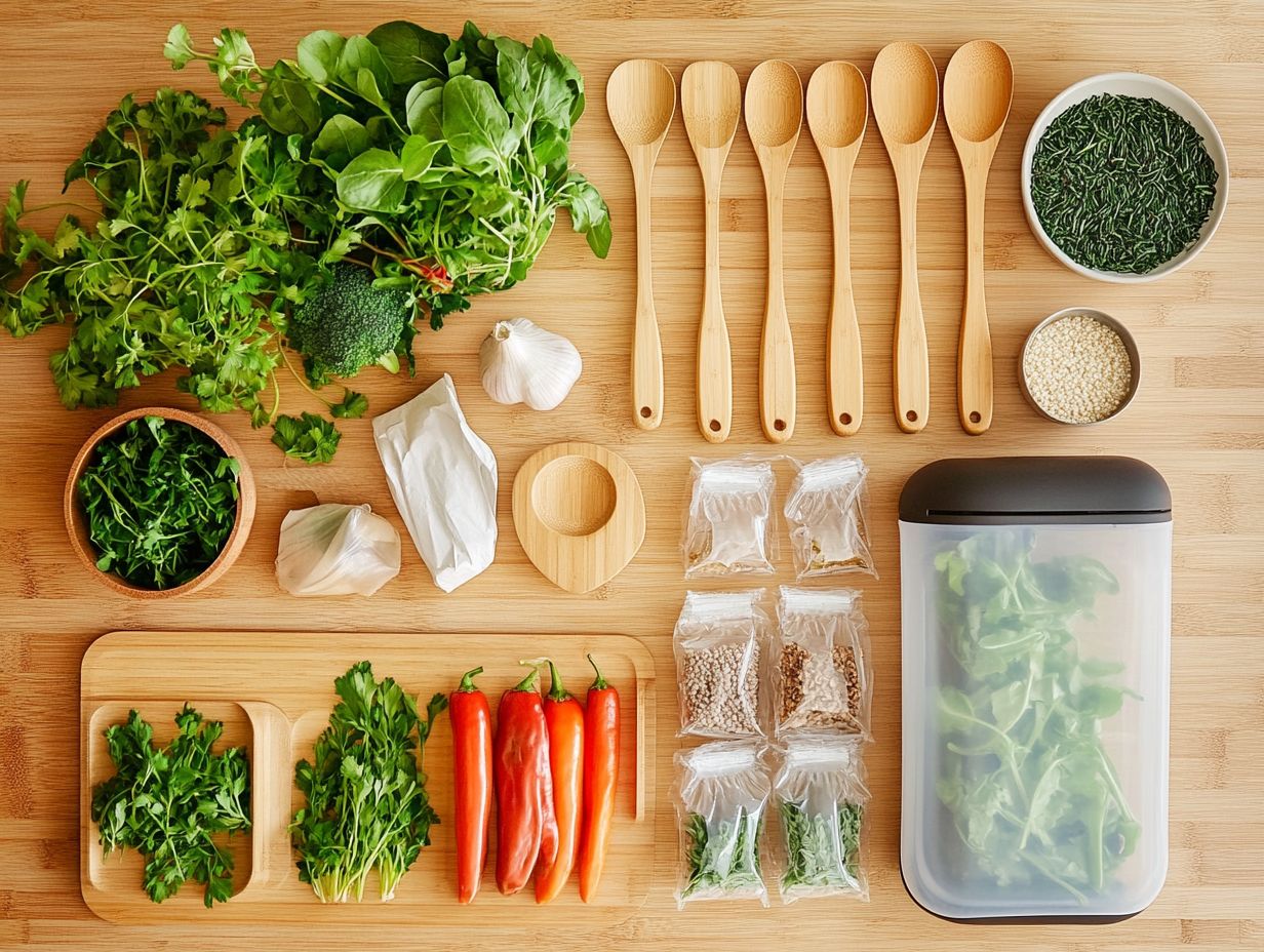 A beautifully arranged eco-friendly kitchen showcasing sustainable accessories