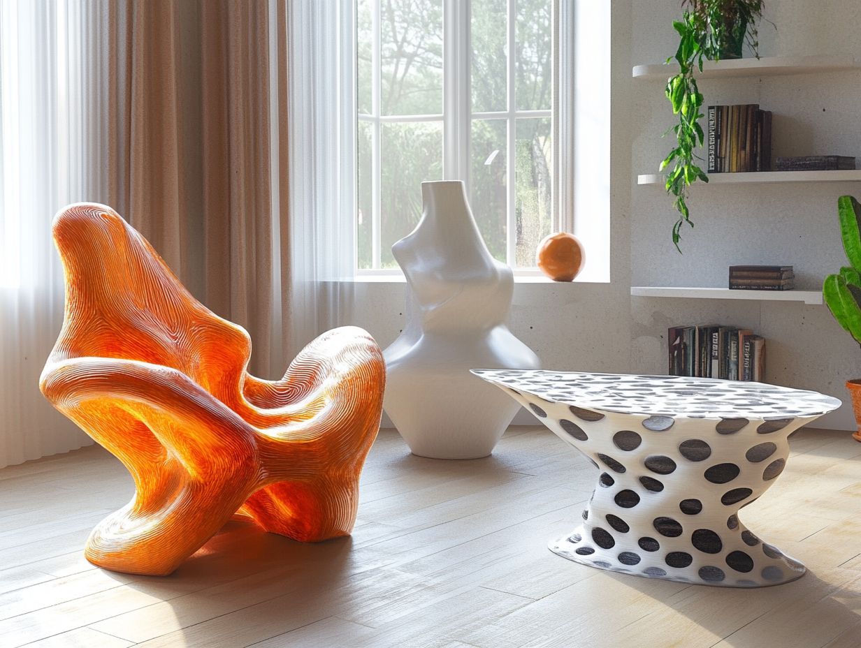 Showcase of innovative 3D-printed furniture blending art and function