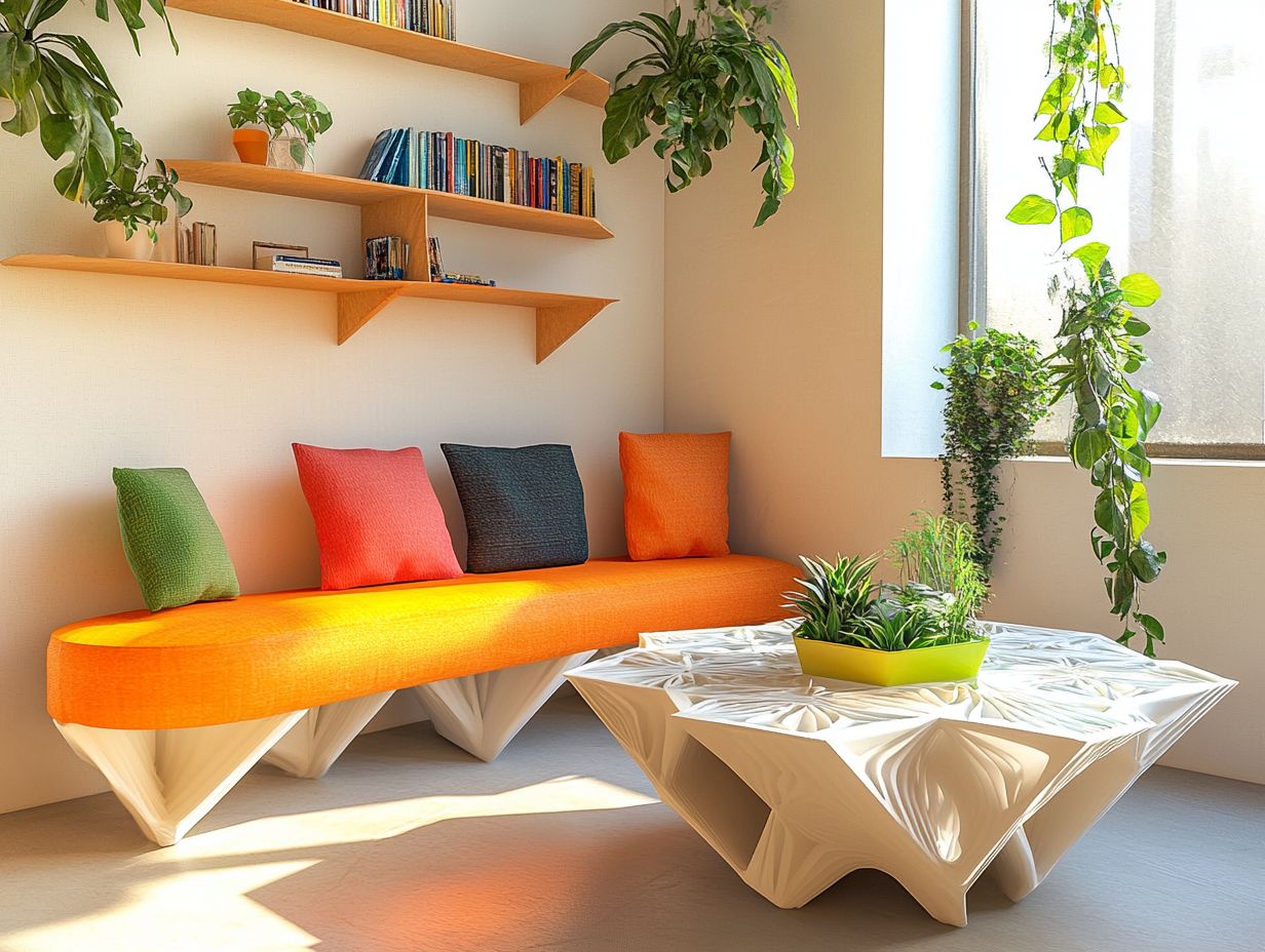 A visual representation of how 3D printing reduces waste in furniture design