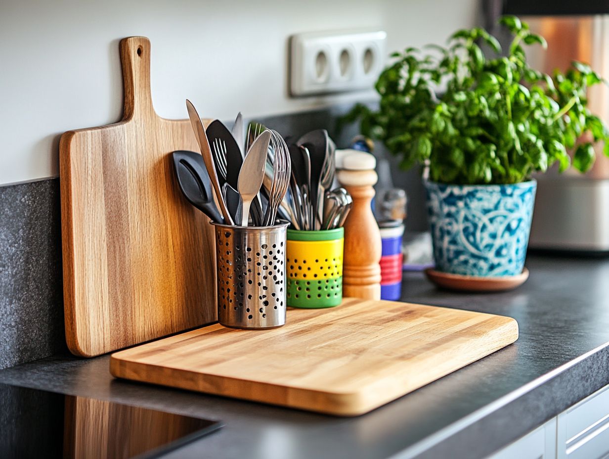 A well-organized kitchen showing various storage solutions for accessories