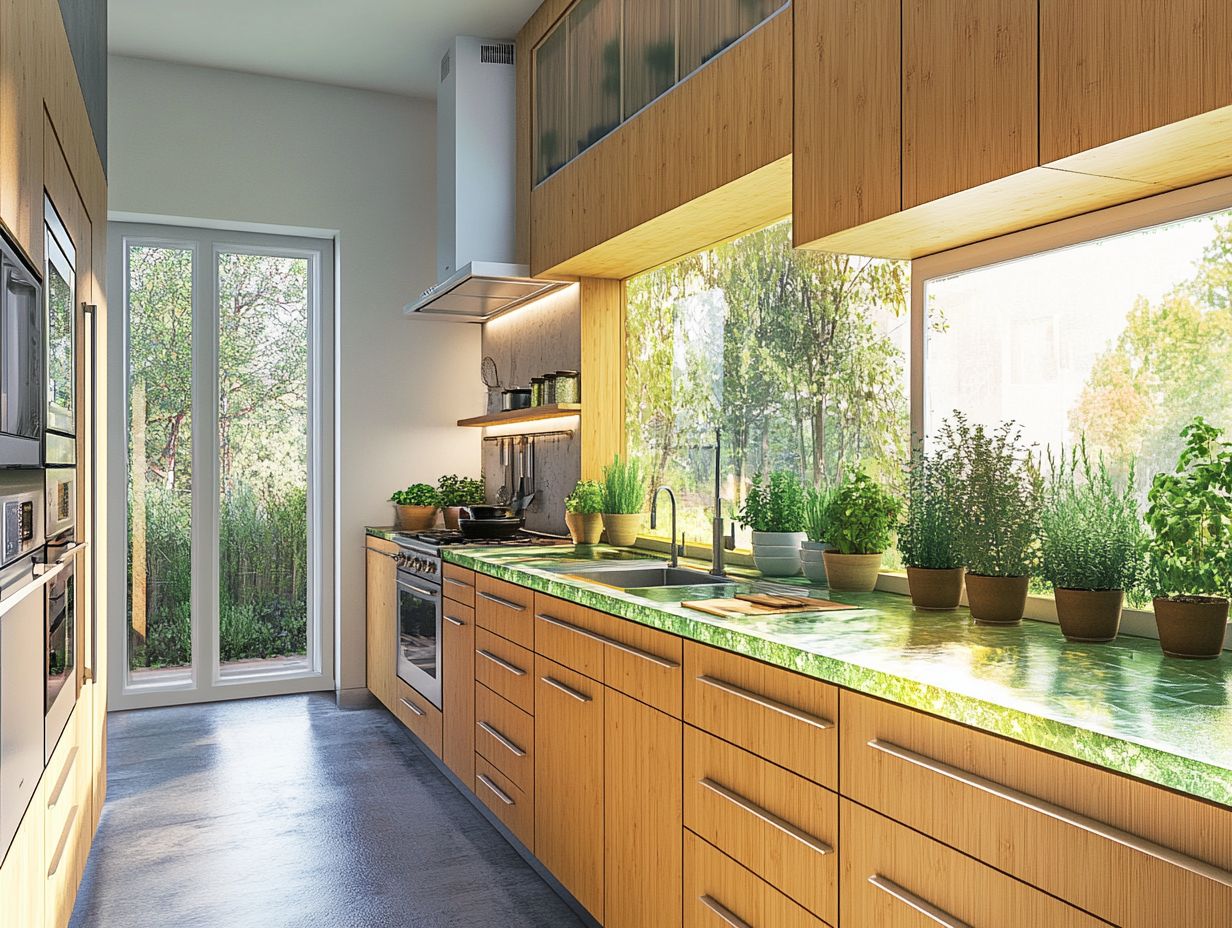 A selection of eco-friendly materials for sustainable kitchen design.