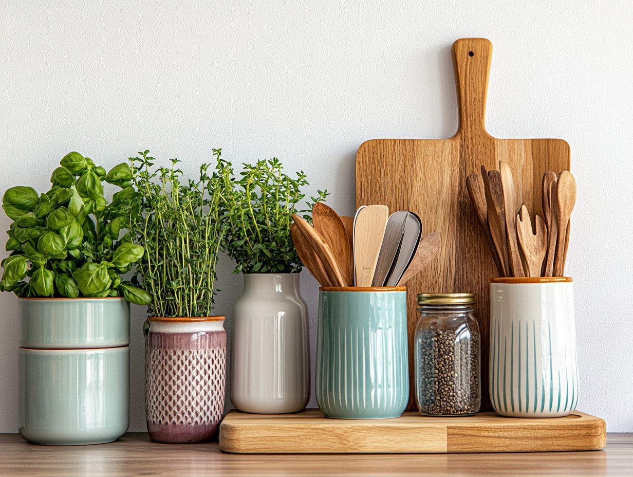 Stylish kitchen with practical storage solutions featuring open shelving and decorative jars