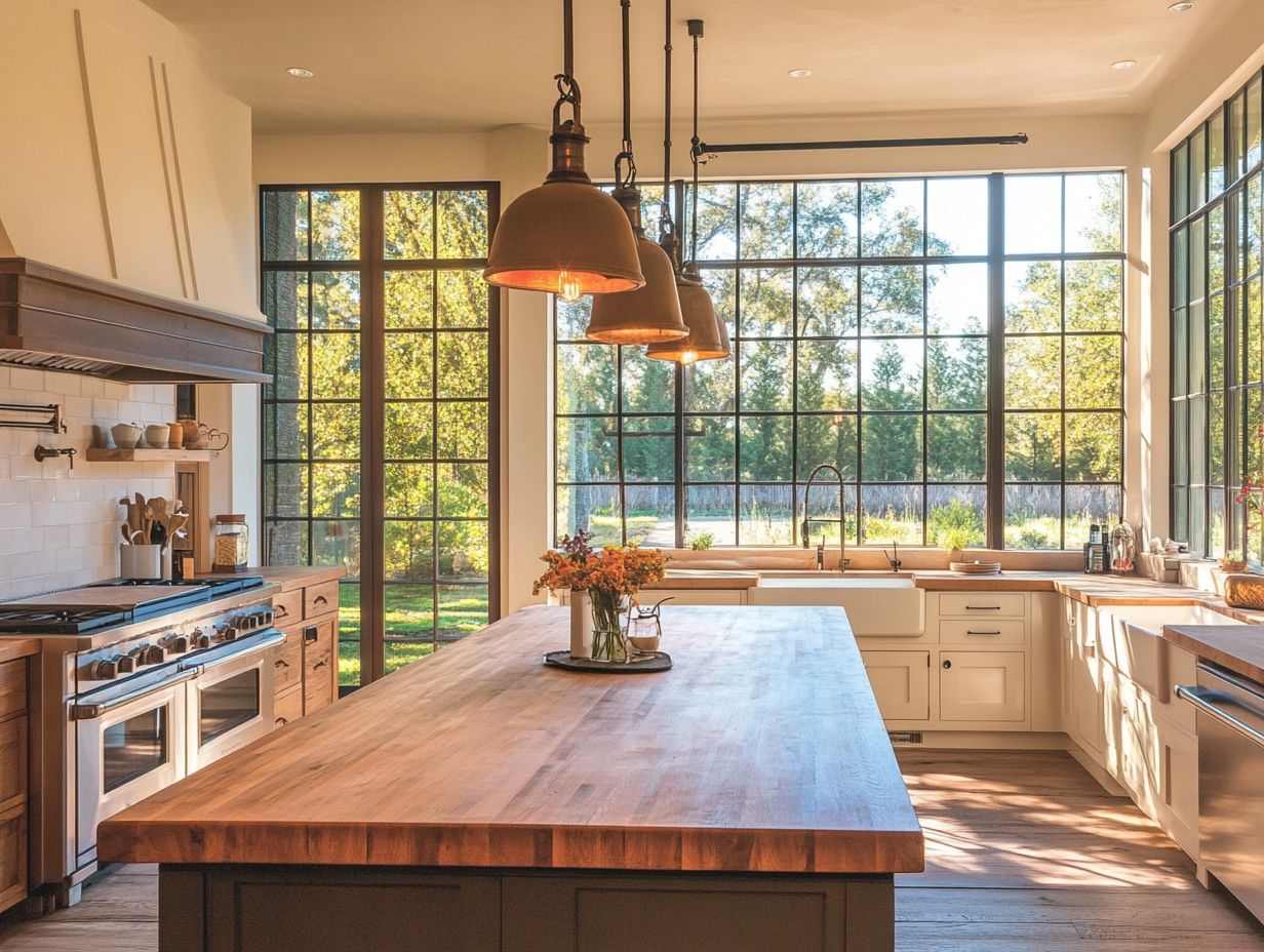 Brightly lit kitchen showcasing various lighting options.