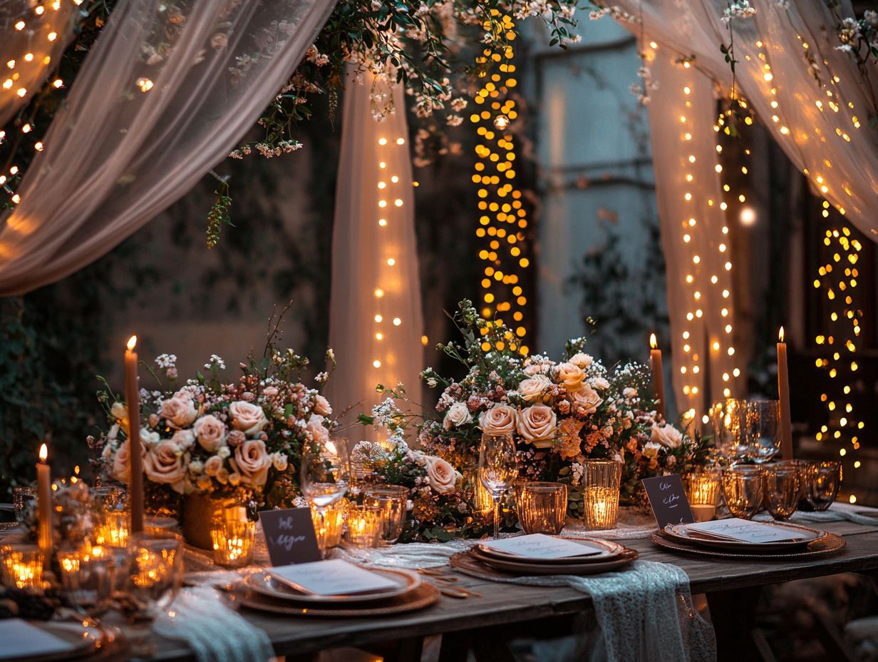 Beautifully arranged lighting and candles for a wedding.