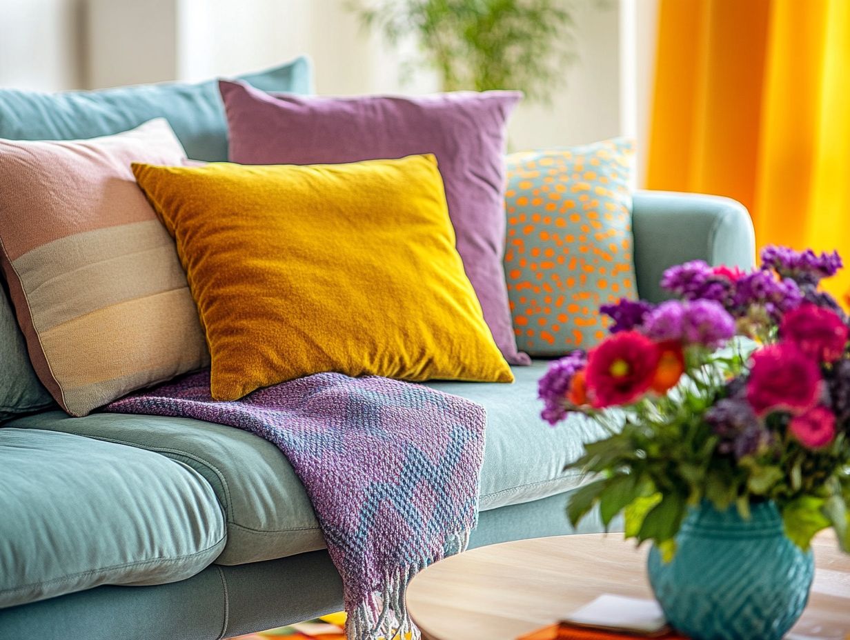 Colorful home accessories enhancing decor