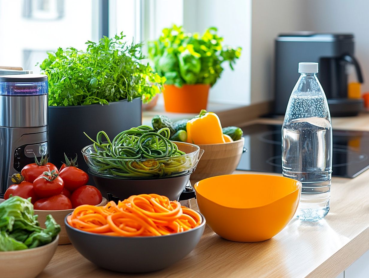 Colorful eating and serving accessories to promote healthy meals