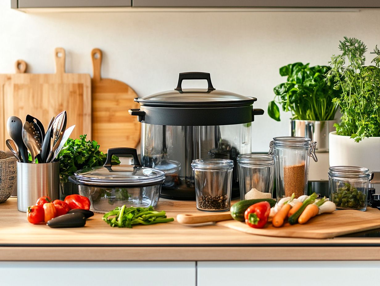 A colorful salad spinner with fresh greens