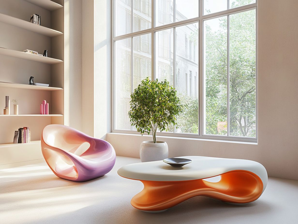 Image showing various designs of 3D-printed furniture