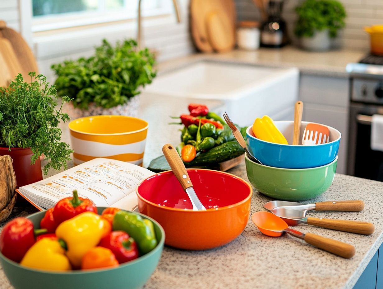 A variety of kitchen accessories displayed.