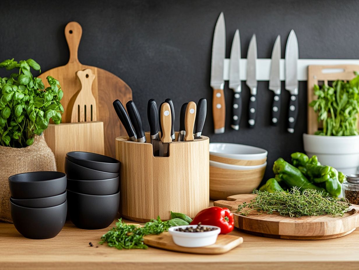 Image of various useful food storage containers for kitchen organization.