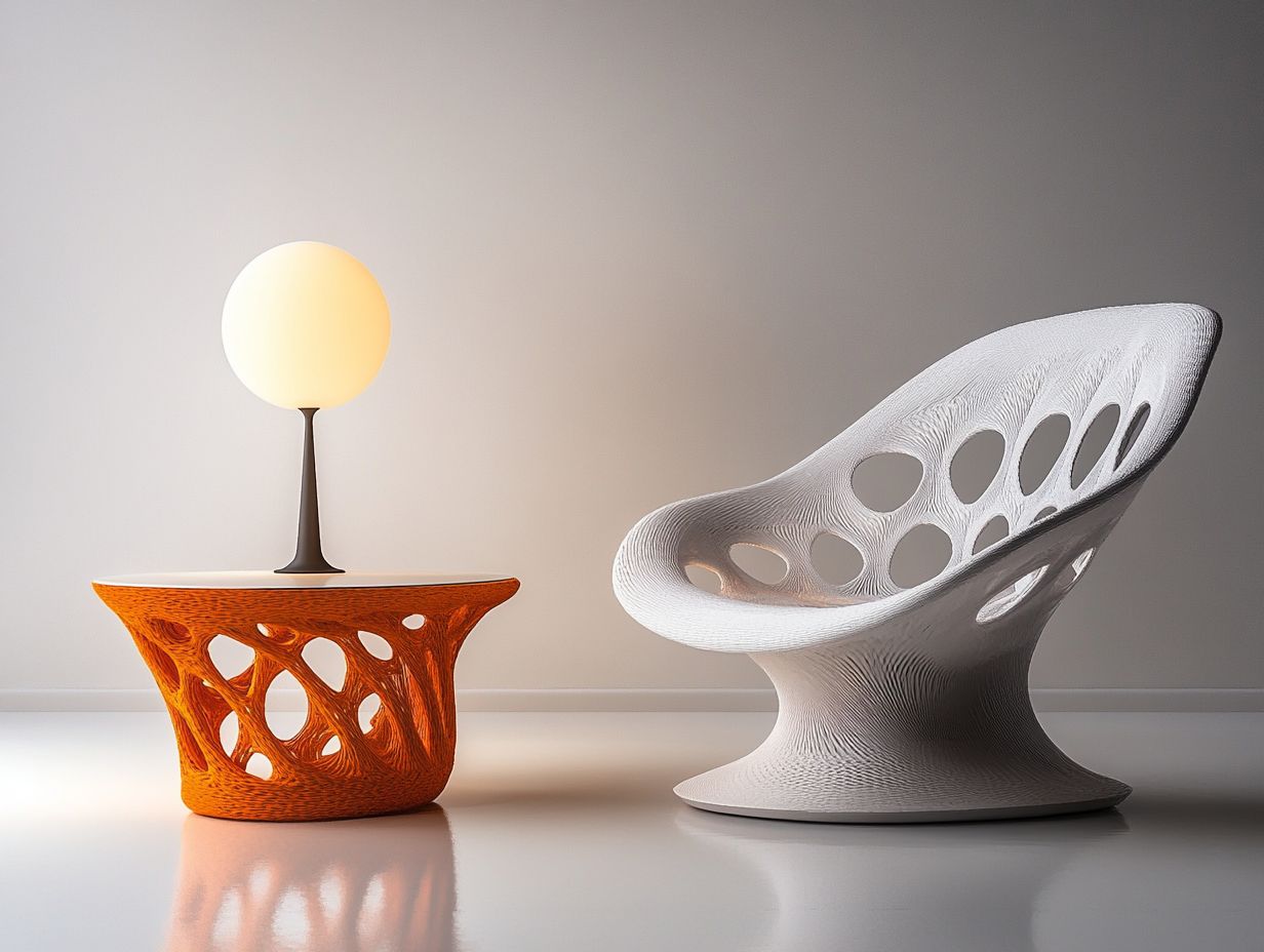 An innovative example of 3D-printed furniture showcasing modern design.