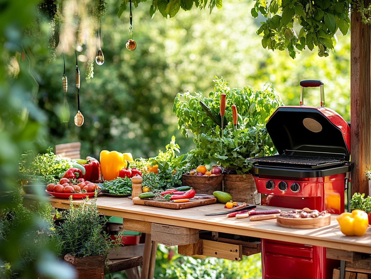 Visual representation of essential outdoor cooking accessories.