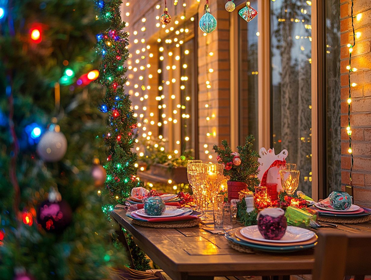 A beautifully decorated outdoor space featuring natural elements for the holidays